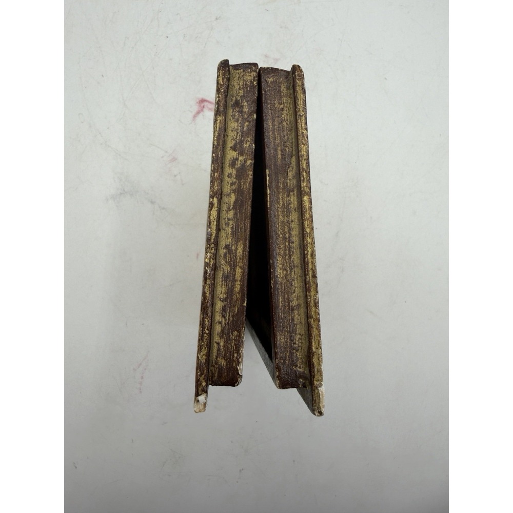 Vintage Folding Wooden House Blessing Prayer Plaque Gold Gilt Book Style - Picture 5 of 6